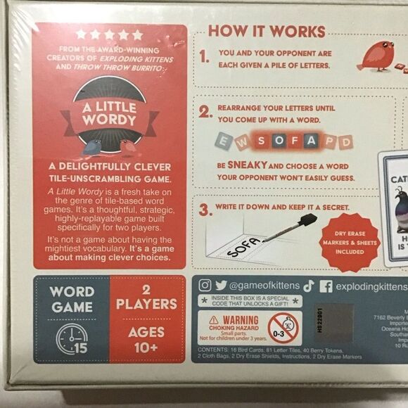 A Little Wordy Exploding Kittens Tile Word Game NEW - Picture 3 of 4